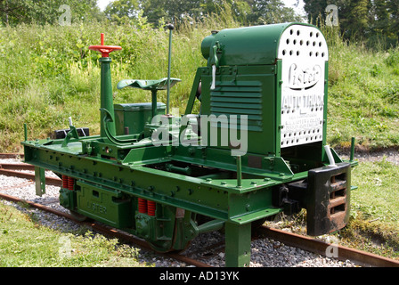 Industrial narrow gauge railway demonstration track at Twyford Waterworks near Winchester, Hampshire, England. Stock Photo