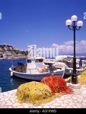 Greece, Corfu, Ionian Islands, Kassiopi, Colourful harbour scene Stock Photo