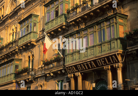 Republic Street Balconies Valletta Malta Stock Photo