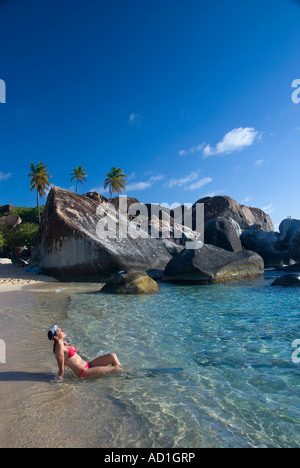 Baths Beach, Virgin Gorda BVI, paradise, beach, tropical beach, snorkel, turquoise water, sunny beach, summer, vacation, snorkel Stock Photo