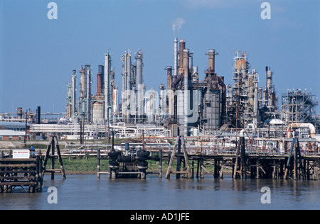 Oil refinery on the Mississippi river at New Orleans Stock Photo