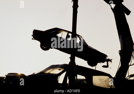 Car recycling yard, Opladen near Cologne, North Rhine Westphalia, Germany. Stock Photo