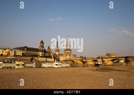 Dresden skyline from across the Elbe River Saxony Germany Stock Photo