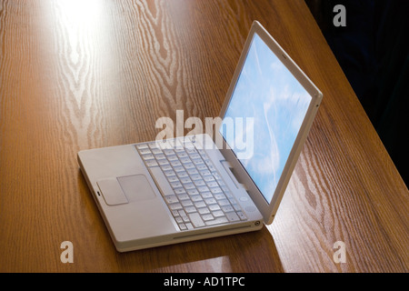 Laptop on desk Stock Photo