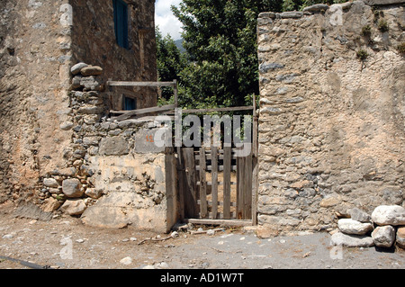 Wicket gate in Agia Roumeli village located on the edge of Samaria Gorge National Park on greek island of Crete Stock Photo