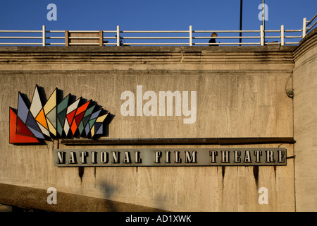 National Film Theatre sign on Waterloo Bridge. South Bank, London, England, UK
