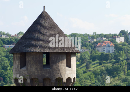 Budapest Hungary turret gazebo on the walls of the former royal palace now national gallery museum and gardens Stock Photo