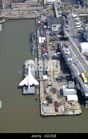 Aerial view of Intrepid Sea, Air and Space Museum located on the Hudson