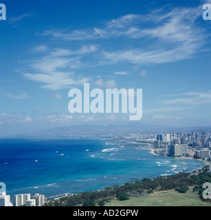 Aerial View of Waikiki Beach and Diamond Head in Honolulu, Hawaii Stock ...