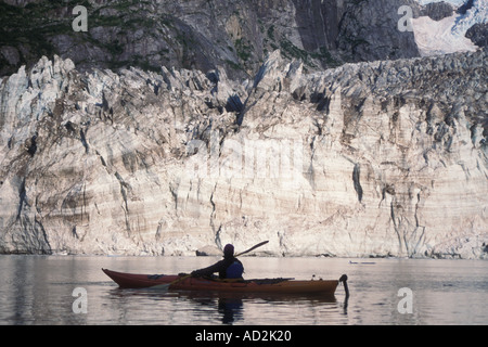 Kayaker in North Western Fjord Kenai Fjords National Park southcentral Alaska Stock Photo