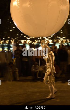 Clown with a sad face during the shopping festival in Dubai Stock Photo