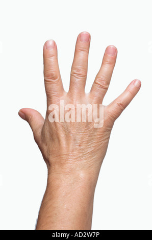 Mature womans hand close up Stock Photo