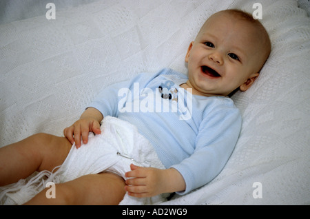 Baby Comfortable In Reusable Nappy Stock Photo