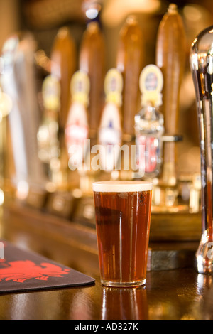 pint of beer on bar Stock Photo