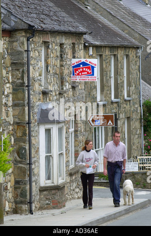 House for sale in terrace of stone built houses in Newport Pembrokeshire West Wales UK Stock Photo