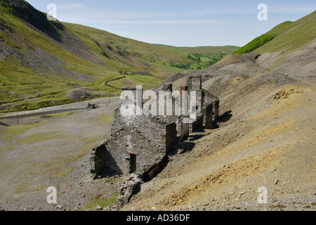 The former Cwmystwyth Lead Mine in the upper Afon Ystwyth Valley near Aberystwyth Ceredigion Mid Wales UK Stock Photo