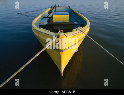 yellow fishing boat, orford, suffolk, england Stock Photo