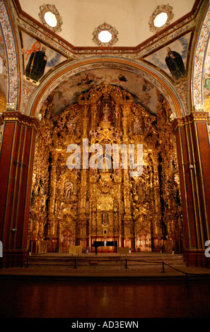 The main altarpiece in the Iglesia de San Francisco Javier Church in Tepotzotlan, Mexico Stock Photo