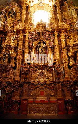 San Ignacio de Loyola altarpiece in the Iglesia de San Francisco Javier church, Tepotzotlan, Mexico Stock Photo