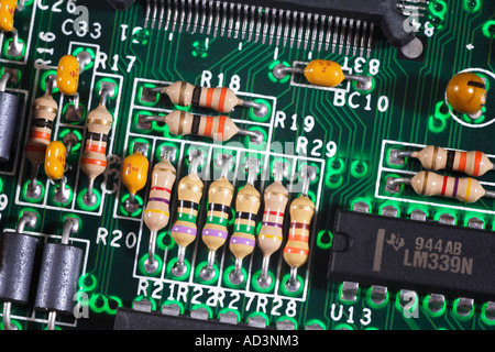 Resistors on Circuit Board Stock Photo