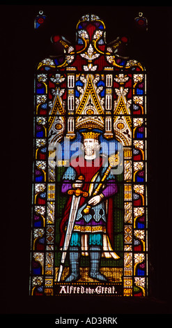 Alfred The Great Stained Glass Window Winchester Cathedral Hampshire England Stock Photo