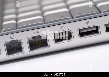 Laptop computer ports Stock Photo