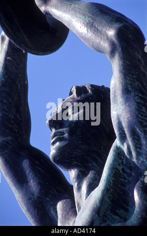 Close-up of a Statue of Discobolus in front of the Athens Stadium (Greece) Stock Photo