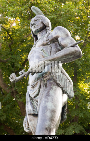 Massasoit Statue Native American Indian sculpture in Plymouth, Massachusetts Stock Photo