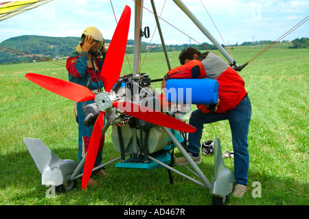 Microlight preparing for take-off Stock Photo