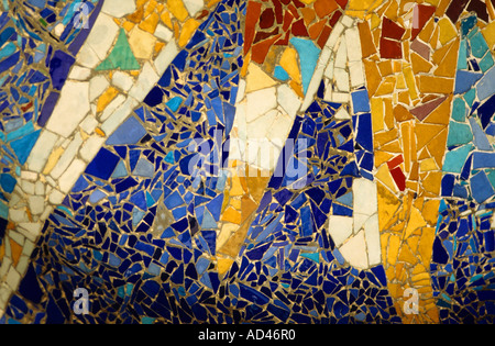 guell park detail sun mosaic close Stock Photo