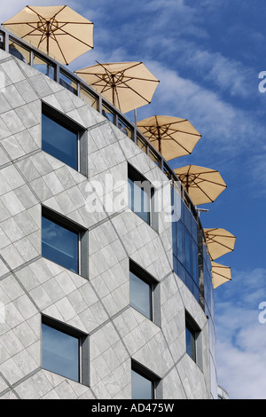 Sunshades of the cafe at the top of the Haashaus, Stephansplatz, Vienna, Austria Stock Photo