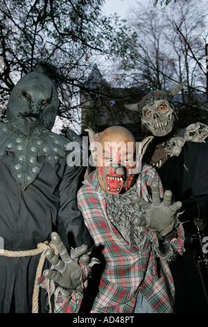 At Halloween a monster in the castle Frankenstein, Hessen, Germany Stock Photo