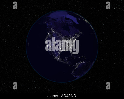 Earth at night from space. North America Stock Photo - Alamy