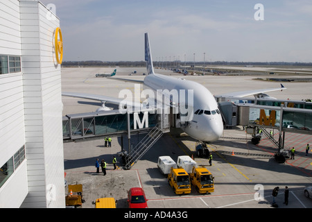 Airbus A380 first time on Munich Airport, Bavaria, Germany Stock Photo