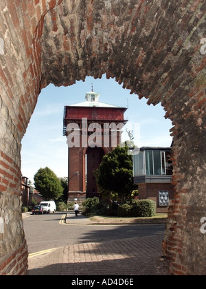 Colchester Jumbo water tower zoo elephant nickname & arch at the Balkerne Gate largest surviving Roman gateway in Britain Also The Mercury Theatre UK Stock Photo