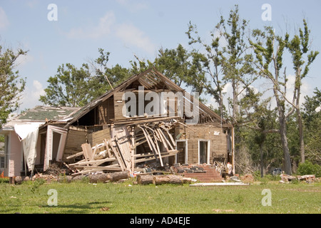 Home damaged beyond repair in Pass Christian, Mississippi, eight months after hurricane Katrina. Stock Photo