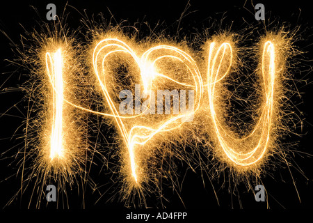 I Love You' drawn with a sparkler Stock Photo