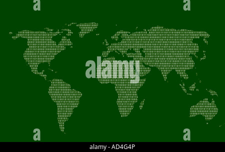 World map in binary code Stock Photo - Alamy