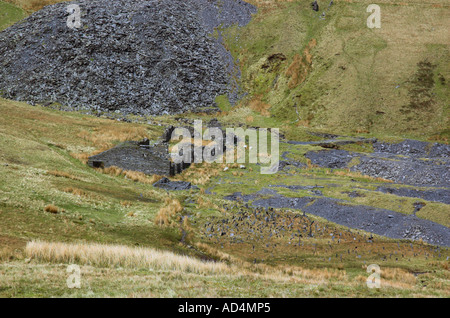 The remains of buildings from the mining industry on Snowdon Stock Photo