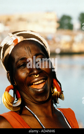 Mopti Mali Fula Woman Tribal Scars Stock Photo
