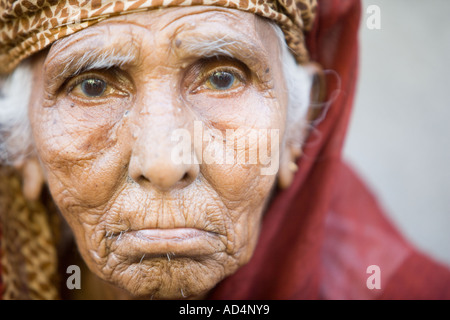 Environmental portrait of elderly Indian lady Stock Photo