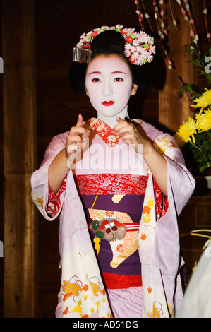 Japan Honshu Island Kyoto City Maiko Trainee Geisha Entertainment at Formal Dinner Banquet Stock Photo