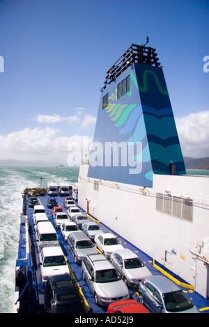 Inter-island ferry crossing Cook Straits between north and south island New Zealand out of Wellington Stock Photo