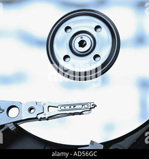 Inside view of computer hard drive - hard disk, harddrive, harddisk, interior Stock Photo