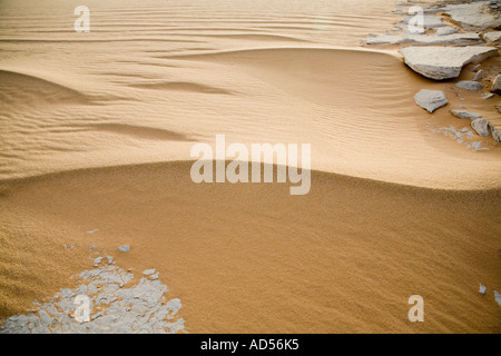 Close up of rock and sand texture Sahara Desert en route to Gilf Kebir, Egypt. Stock Photo