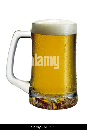 Pint of lager in a pint glass on white background Stock Photo