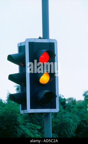 Set of Traffic lights about to turn green Stock Photo