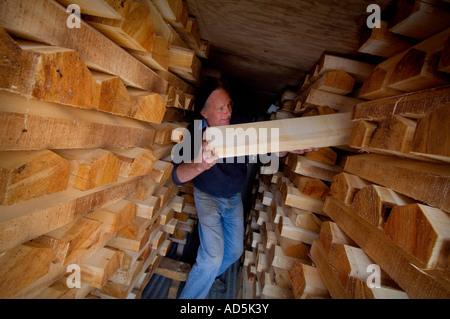 Newberry cricket bat factory in East Sussex. Willow is stacked in the kiln to dry ready for manufacture. Picture by Jim Holden Stock Photo