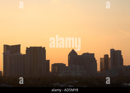 Early evening skyline view of fort lauderdale looking across from hotel balcony on seabreeze boulevard florida united states usa Stock Photo