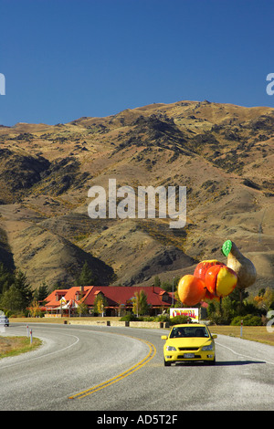 Road and Big Fruit Cromwell Central Otago South Island New Zealand Stock Photo